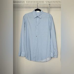 Calvin Klein Extreme Slim Fit Blue Pinstripe Long Sleeve Button Down